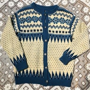 VINTAGE wool Nordic cardigan sweater Dale of Norway style